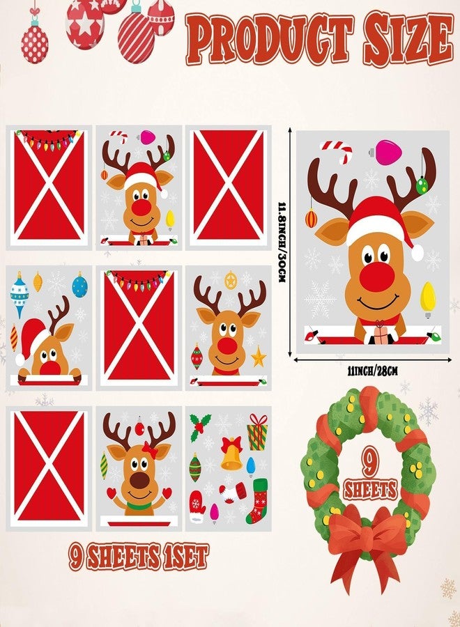 ojustbeok Christmas Deer Large Size Window Clings Decorations Reindeer Stable Window Decal Christmas Elk Winter Snowflake Reusable DIY Static Wall Door Sticker for Xmas Holiday Party Home Classroom Office Decor - Image 2